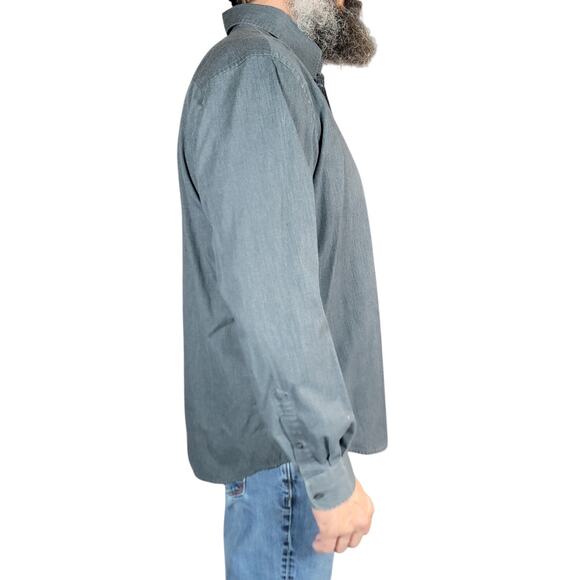 Dockers Men's XL Button Down Shirt Charcoal Gray - Picture 2 of 9